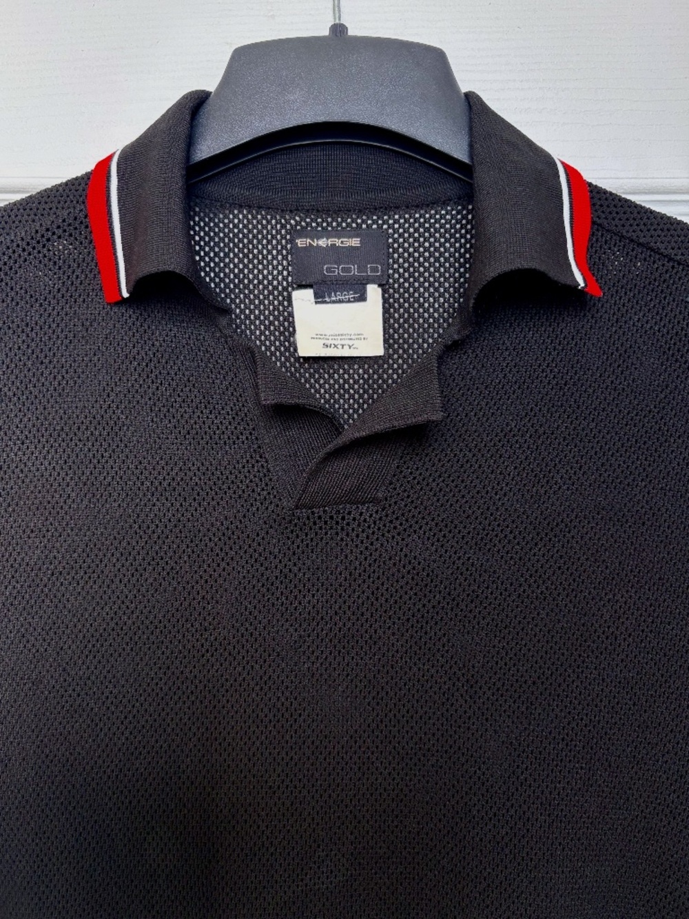 Vintage Energie Gold Mesh Buttonless Polo Shirt Made In Italy